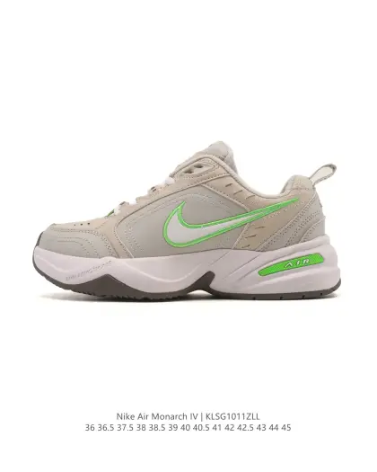 耐克 Nike Air Monarch IV男女子训练鞋厚底老爹鞋休闲复古运动鞋.Nike Air Monarch IV 运动鞋为你打造出众的训练装备,耐穿鞋面提供有效支撑.轻盈泡绵结合 Nike Air 缓震配置,塑就舒适非凡的迈步体验.皮革、合成材质与织物组合鞋面,塑就经典外观,经久耐穿,全掌内嵌式 Air 缓震配置,缔造出众缓震体验,舒适非凡,支撑力强,硬质橡胶外底经久耐穿,提供可驾驭多种地面的出众抓地力. 类型:男女鞋 货号:415445-102 编码:KLSG1011ZLL